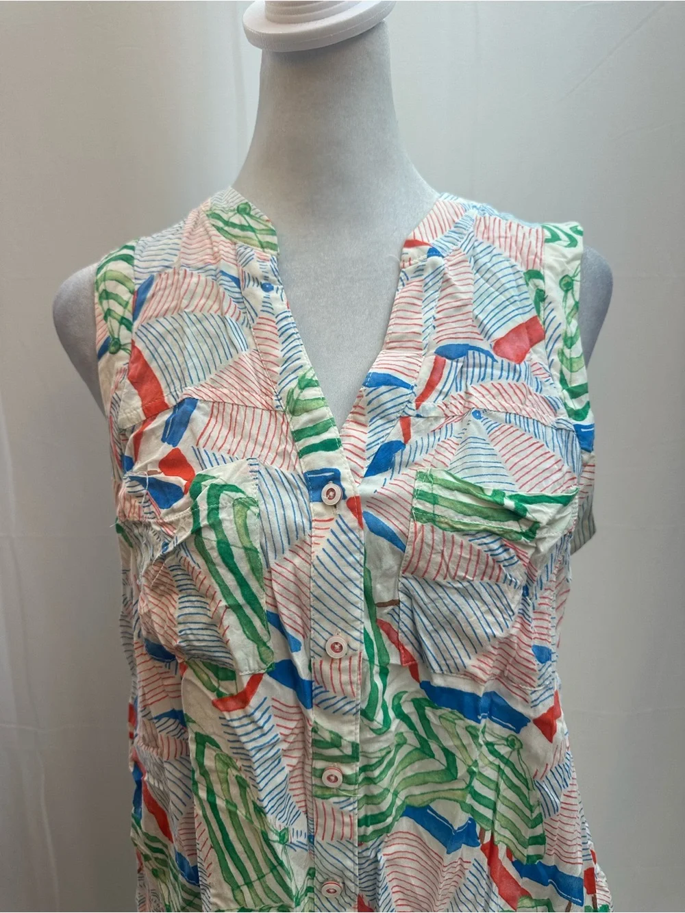 Maeve by Anthropologie Multicolor Sleeveless Button-Front Blouse 6 - Picture 2 of 4
